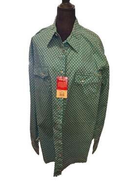 New w/ Tags Wrangler Men's XLT Long Sleeve Foulard Print Western Pearl Snap Sh